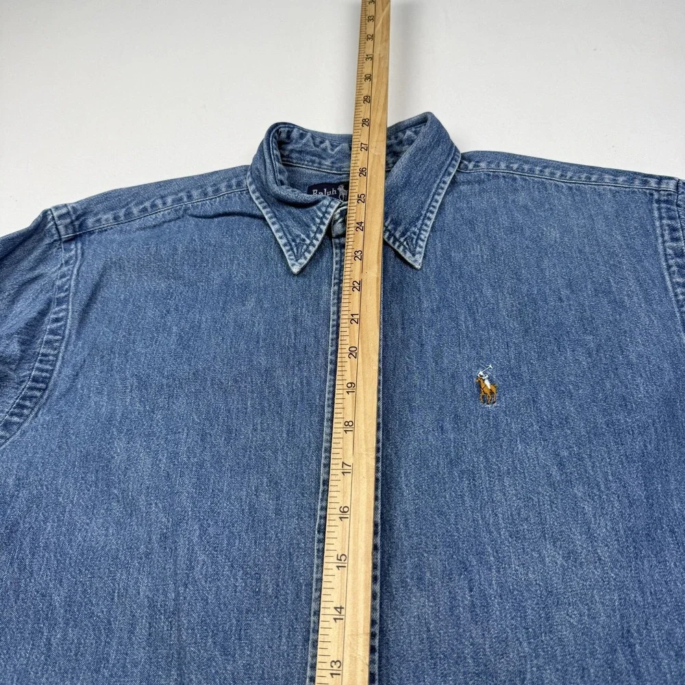 Ralph Lauren Shirt Boys 10 Blue Denim Long Sleeve Button Down Pony Logo
